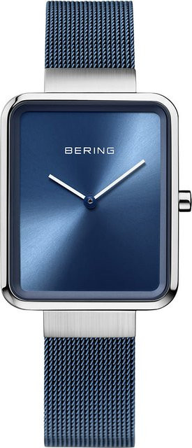 Bering Damenuhr, Quarz, Edelstahl, Blau, 28 mm, Rechteckig - Bild 1