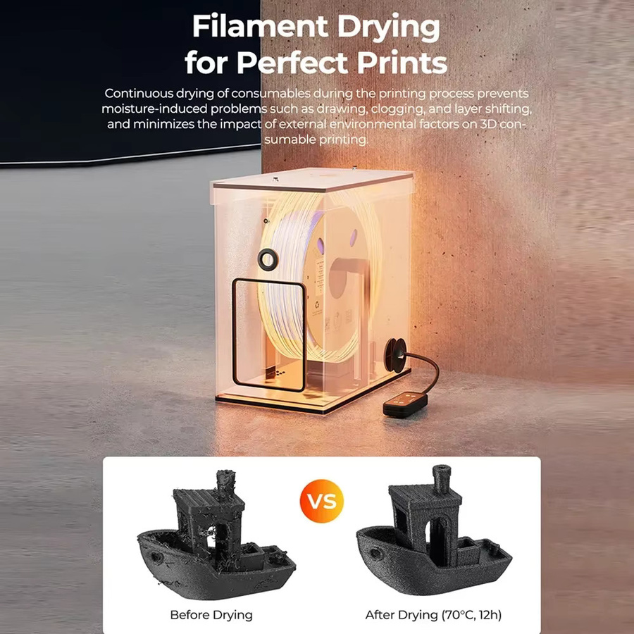 Creality Filament-Trockner mit 400W PTC-Heizung und Doppel-Axialventilatoren zur Reduzierung von Druckverformungen für FDM 3D-Drucker, Kammerheizung bis 70°C - Bild 3