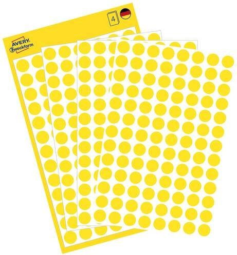 Avery Zweckform Markierungspunkte 3013 Etiketten Ø 8 mm Gelb Permanent haftend aus Papier - Bild 1