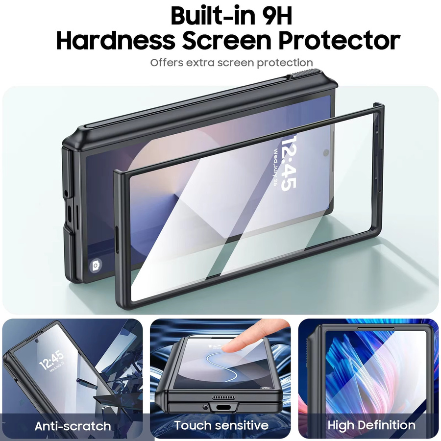 Samsung Galaxy Z Fold 6 Hülle mit S Pen Halter, Scharnierschutz und 9H Glas Displayschutz in Grün - Bild 3