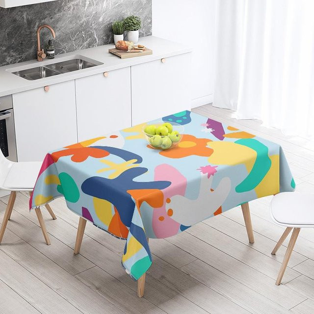 JMG Household Supplies Tischdecke mit geometrischem Design, modern und wasserabweisend, Mehrfarbig, B: 140 cm, L: 200 cm - Bild 1