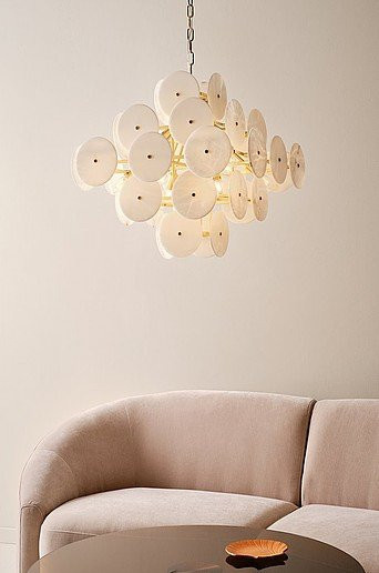 Jotex AVARO Deckenlampe modern in Gold/Messing mit Glas und Marmor, Durchmesser: 60 cm - Bild 1
