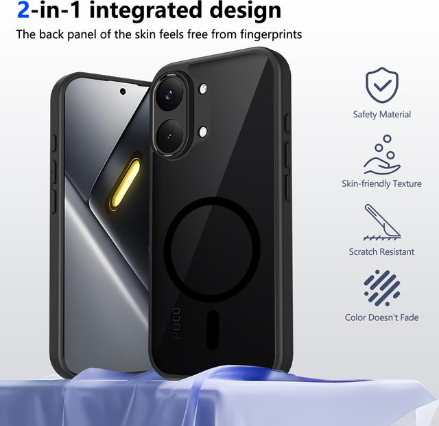 Xiaomi Poco X8 Pro Max 5G Hülle mit MagSafe Funktion, stoßfeste Silikon-Schutzhülle mit transparenter Rückseite und matter Oberfläche - Bild 1