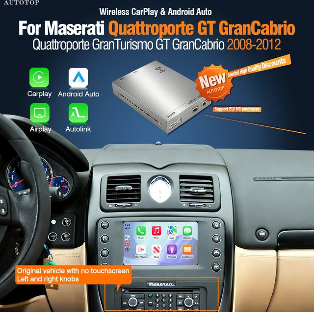AUTOTOP Kabelloses Android Auto und CarPlay Modul mit GPS-Navigation für Maserati Quattroporte, GranTurismo, GT und GranCabrio inklusive Mirror Link - Bild 1
