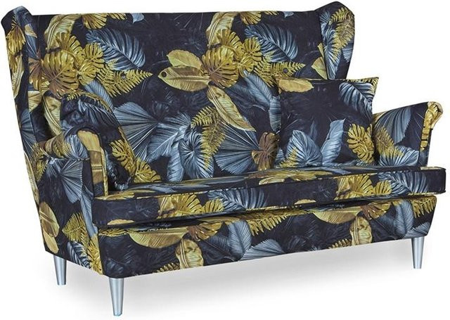Zweisitzer-Sofa Ari Print von FAMILY MEBLE im skandinavischen Design mit Monstera-Muster in Multicolor - Bild 1