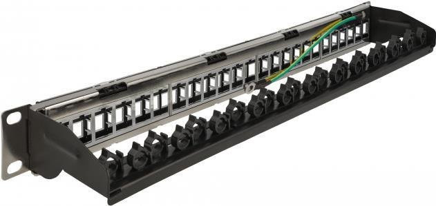 Delock Keystone-Patchpanel für Schrankmontage, Schwarz, 1U, 24 Ports, 48,3 cm (19) - Bild 1