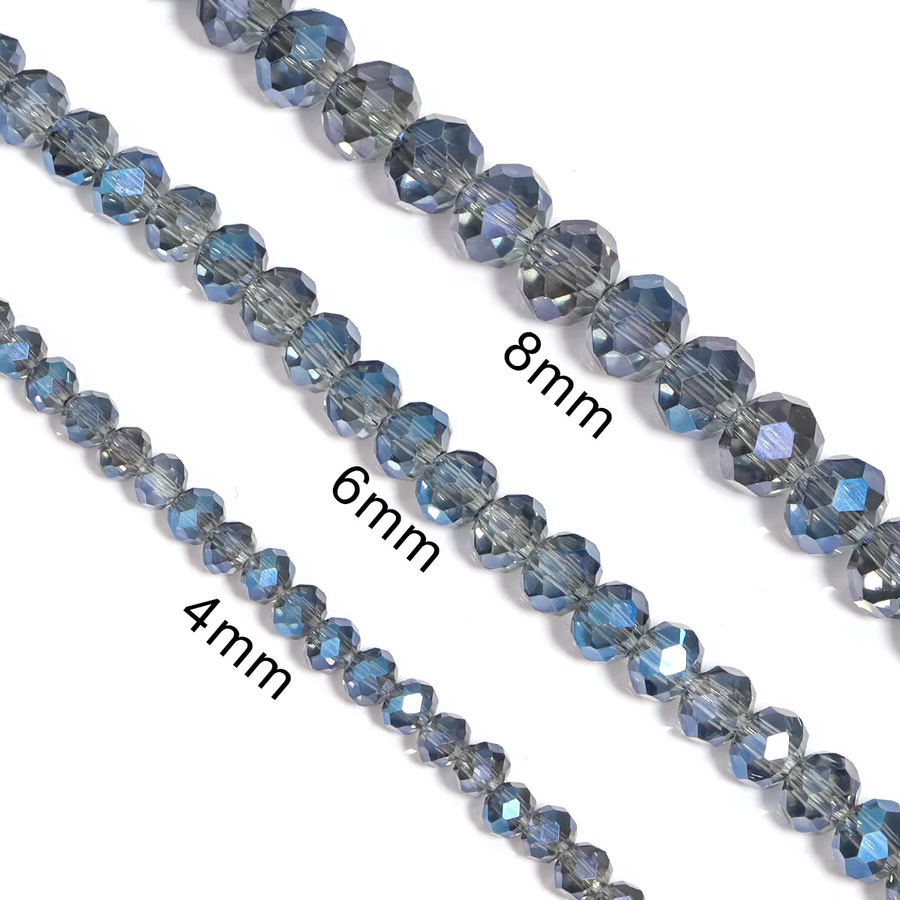 louleur Kristallperlen, Glas, Tinte, blau, 4 6 8 mm, Rondelle - Bild 2