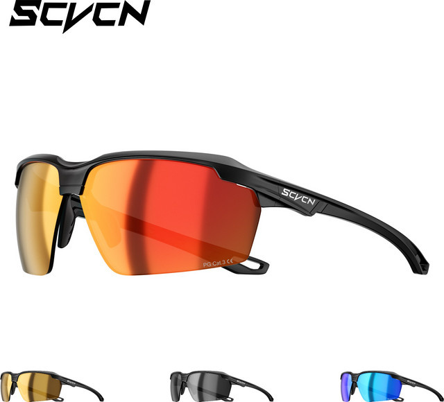 SCVCN Sportsonnenbrille Herren, Vollrand, Schwarz, Kunststoff - Bild 1