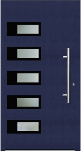 KNOCK Flügelüberdeckende Kunststoff-Haustür Terra in Stahlblau mit Glaseinsatz, modern, B: 110 cm, H: 210 cm, T: 6 cm - Bild 1