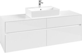 V&B Waschtischunterschrank Collaro in Glossy White mit mittigem Waschtisch, B/T/H: 160 x 54,8 x 50 cm - Bild 1