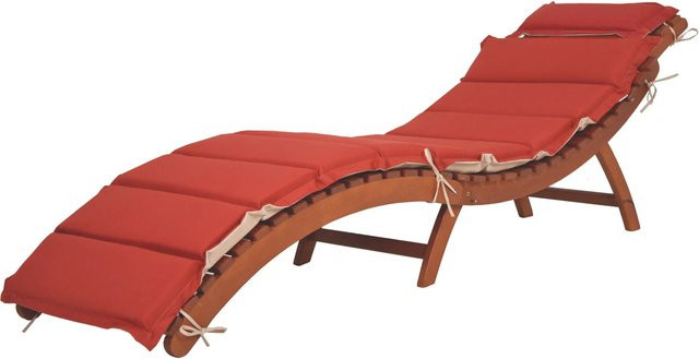 Garden Pleasure Faltliege Nassau aus geöltem Eukalyptusholz mit Auflage in Braun, B/T/H: 186 x 56 x 55 cm - Bild 1