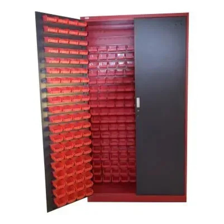 Jet-Line Kleinteileschrank Moldau in Anthrazit-Rot aus Stahl mit 340 Stapelboxen, B/T/H: 120 x 45 x 200 cm - Bild 2