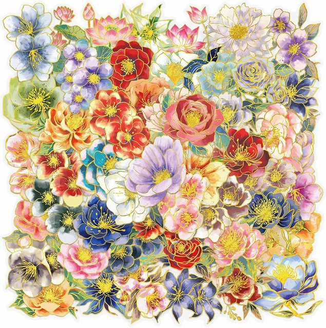 Rspctou Cartoon Gold Blumen Aufkleber Set für DIY Dekoration von Notebook und Telefon in Multicolour - Bild 1