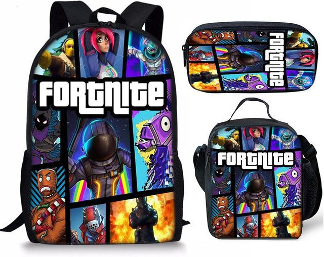 3-teiliges Fortnite Schulset mit Rucksack, Schultasche, Federmäppchen und Brotdose in Multicolour von Discover Intime - Bild 1