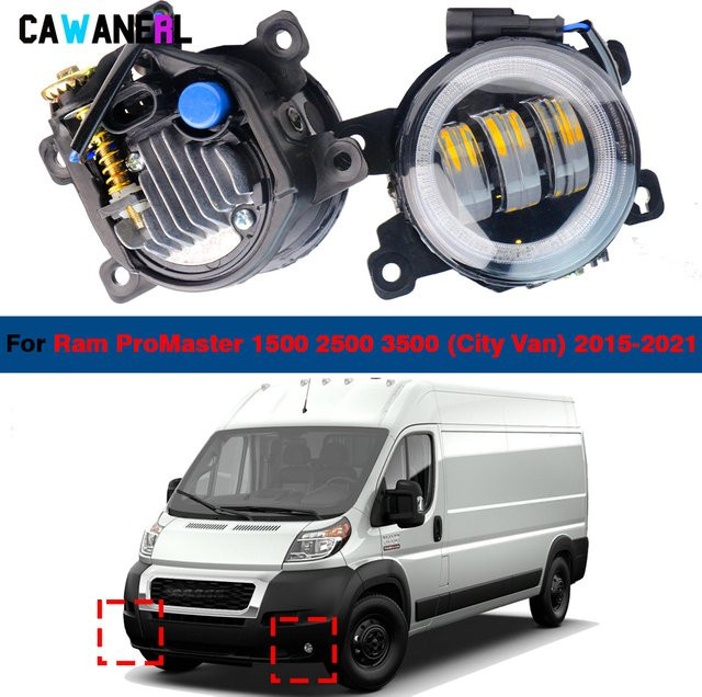 Cawanerl LED Nebelscheinwerfer mit Angel Eyes und Tagfahrlicht DRL H11 für RAM Promaster 2014-2021 City Van, 2x30W 6000lm - Bild 1