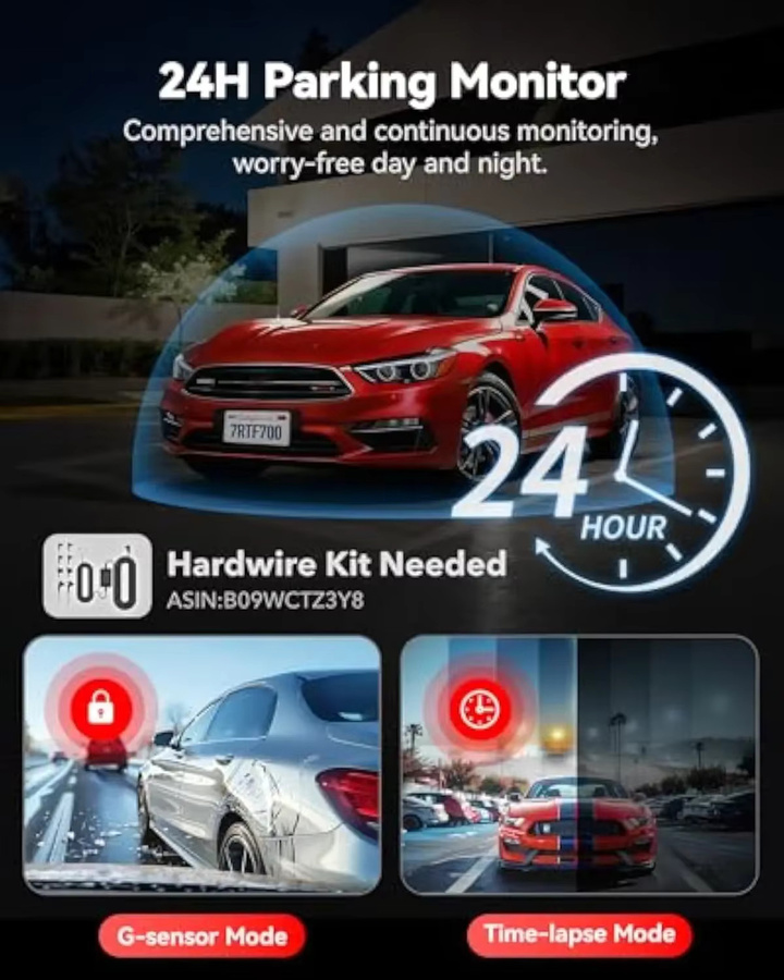 REDTIGER F7N PRO Dashcam 4K Videorekorder mit WLAN und GPS, STARVIS 2 Sensor für Nachtsicht, Schwarz - Bild 4