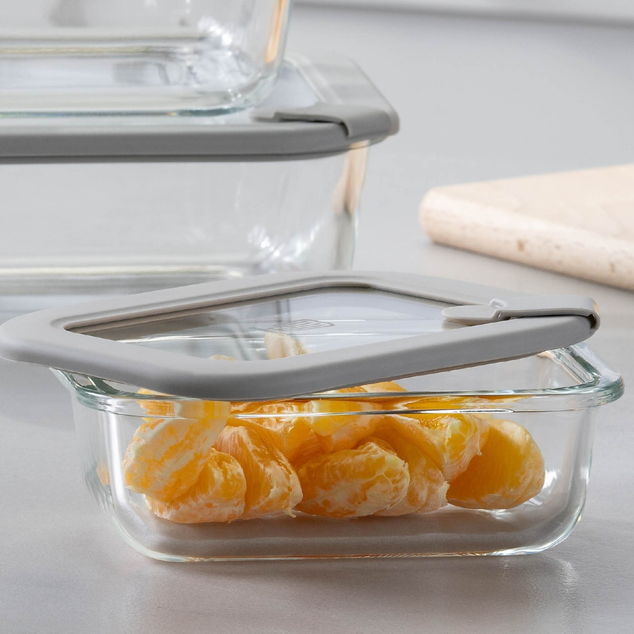Fackelmann Chefkoch Vorratsdose aus Glas, eckig, transparent, 640 ml - Bild 2