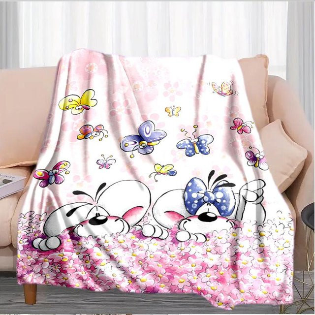Diddl Liebe und Freundschaft Kuscheldecke aus Flanell in Pastell Pink von Happiness Goods B, B/B/H: 150 x 180 cm - Bild 1
