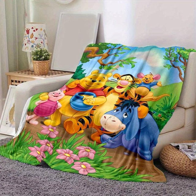 Yun Heng Three Winnie Puuh Freunde Kuscheldecke aus Flanell, Mehrfarbig, B: 80 cm, L: 120 cm - Bild 1