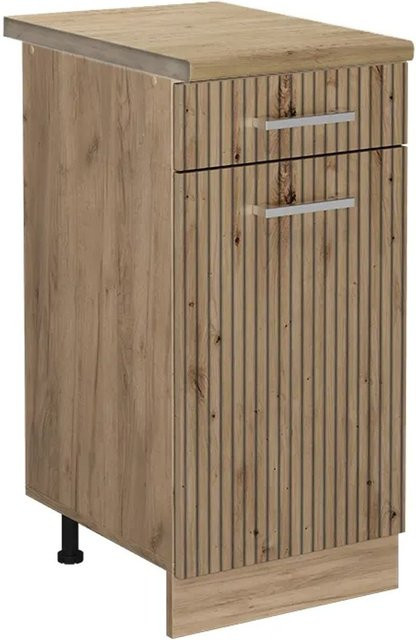 Vicco Küchenunterschrank R-Line Artisan-Eiche in Eiche/Goldkraft, B: 40 cm, H: 81,6 cm, T: 60 cm - Bild 1