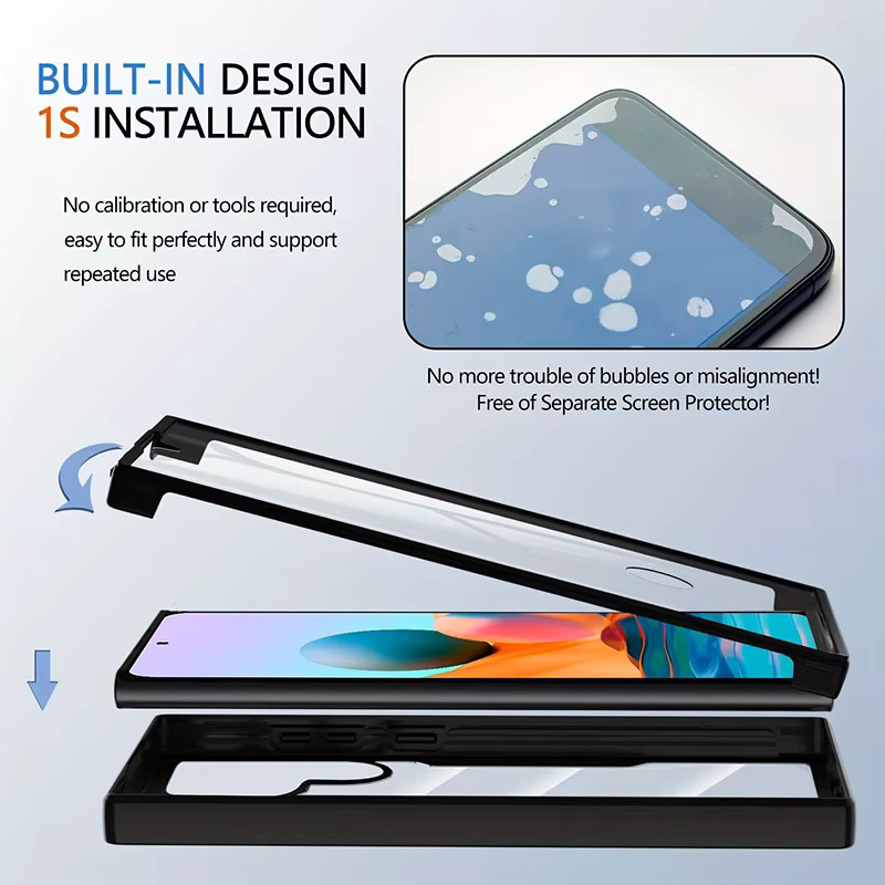 360-Grad Dual-Layer Displayschutzfolie in Schwarz für Samsung Galaxy S25 S24 S23 S22 S21 FE Ultra A56 A55 A54 A53 5G aus PC und TPU - Bild 3