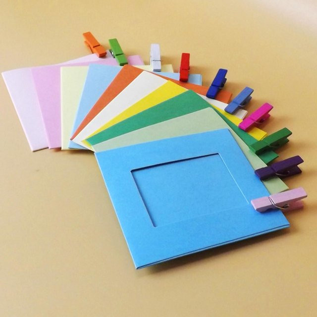 Fishine DIY Kraftpapier Fotorahmen Set mit Klammern, 10 Stück, Blau, 3 Zoll (7,62 cm) für Wandfotos und Hochzeiten - Bild 1