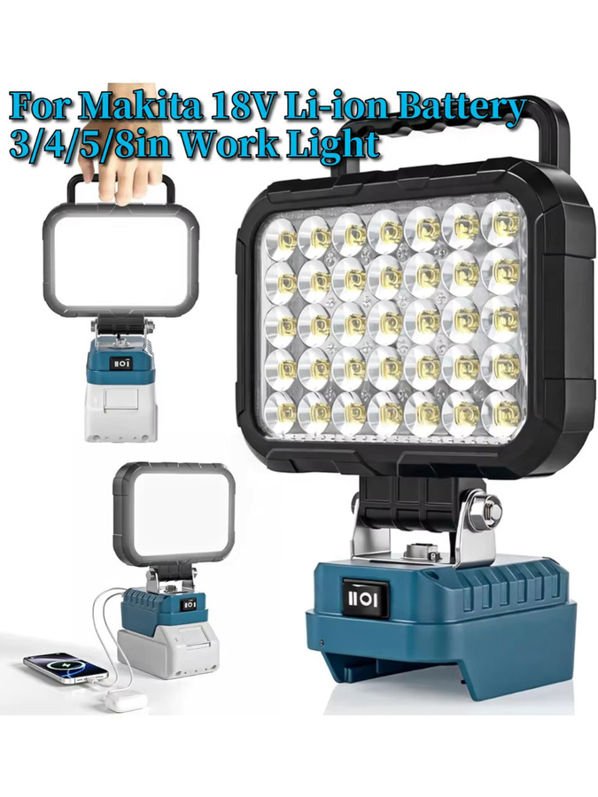 Makita LED-Arbeitsleuchte für 18V Akku, 1500 Lumen kabelloses Flutlicht in Schwarz mit 2 USB-Ladeanschlüssen - Bild 5