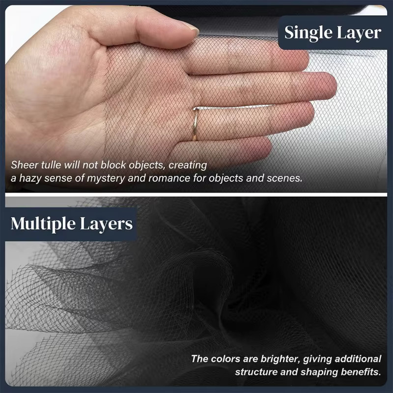 Himmelblauer transparenter Polyester-Tüllstoff auf Rolle für deine Dekoration von Hochzeitsbögen, Geburtstags-Hintergründen oder Geschenken - Bild 2