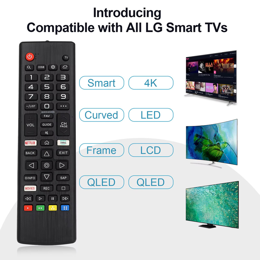 3er Set Universal Fernbedienung Akb75675304 für LG Smart TV in Schwarz - Bild 4
