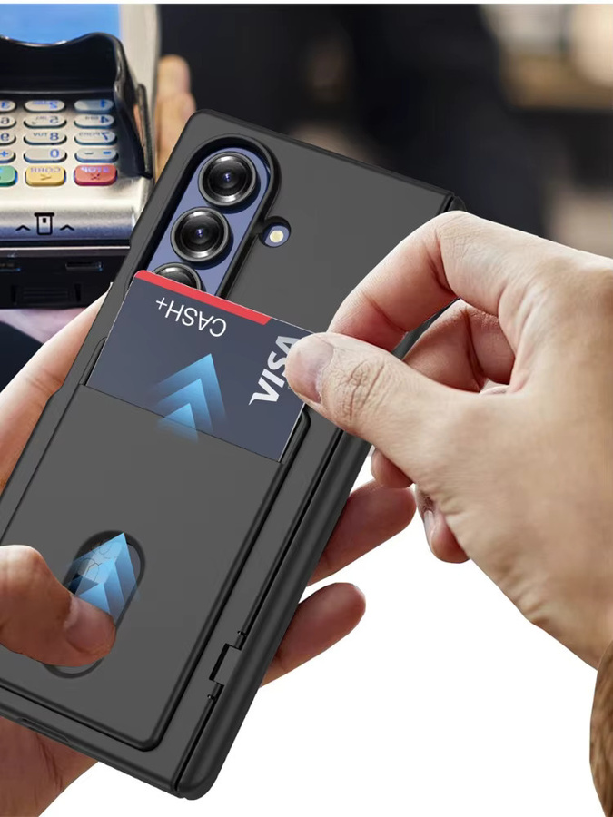 Stoßfeste Hartschalenhülle mit Kartenhalter und Scharnierschutz für Samsung Galaxy Z Fold 7 5G in Schwarz oder Pink - Bild 5