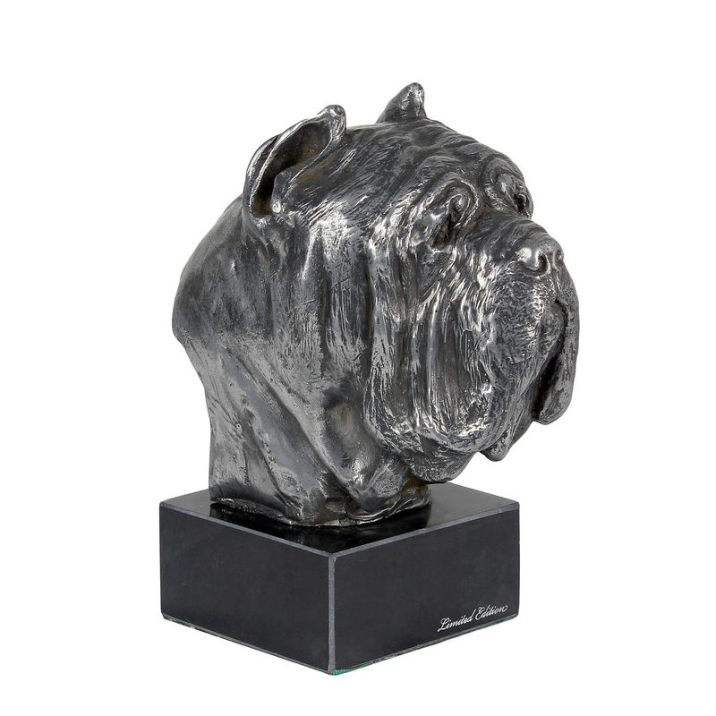 Art-Dog Neapolitanischer Mastiff Mastino Napoletano Figur auf Marmor in Silber - Bild 3
