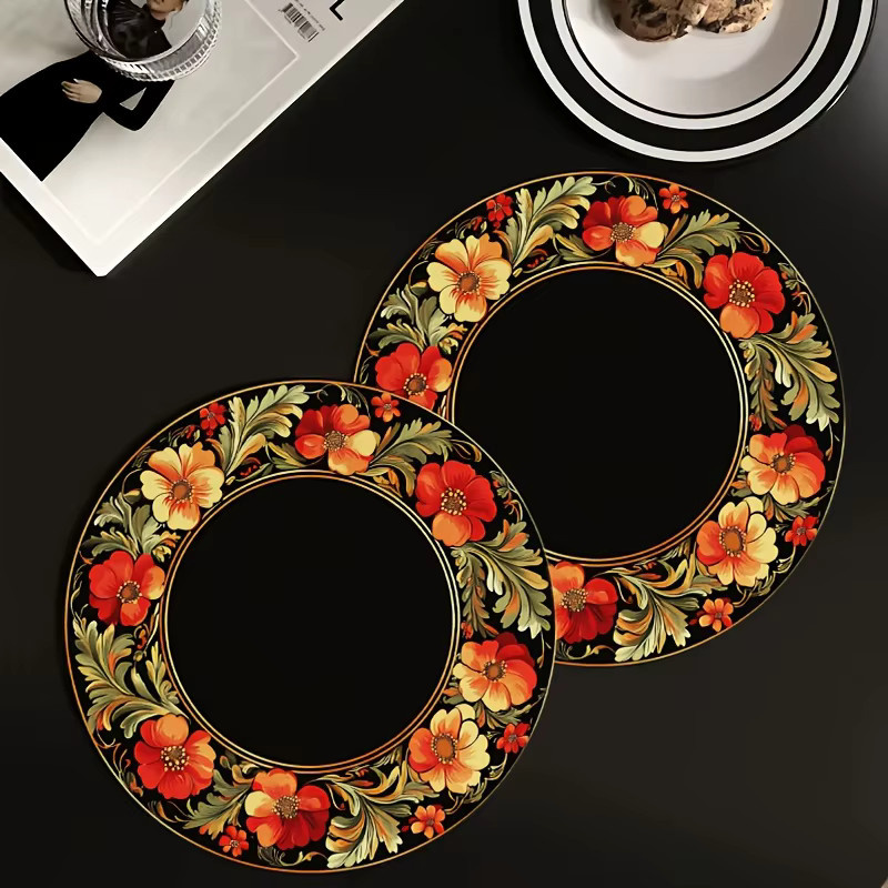VIKAMA 4-teiliges Tischset-Set mit Vintage-Blumenmuster in Multicolor - Bild 4