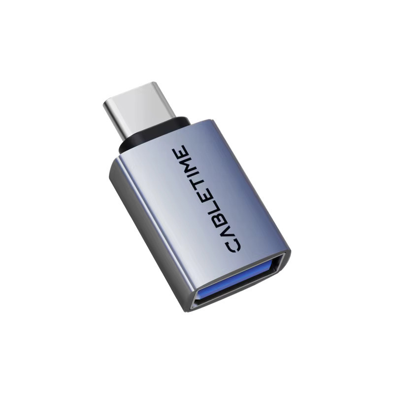 CABLETIME USB-C auf USB-A OTG-Adapter Gen 2 mit 10 Gbit/s Hochgeschwindigkeits-Datenübertragung in Silber - Bild 4