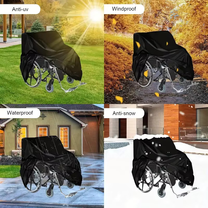 DUOUPA Wasserdichter Rollstuhlbezug in Schwarz für elektrische und rollende Gehhilfen, Schutz gegen Staub, Schnee, Regen und Sonne, B/H/T: 65 x 90 x 65 cm - Bild 5
