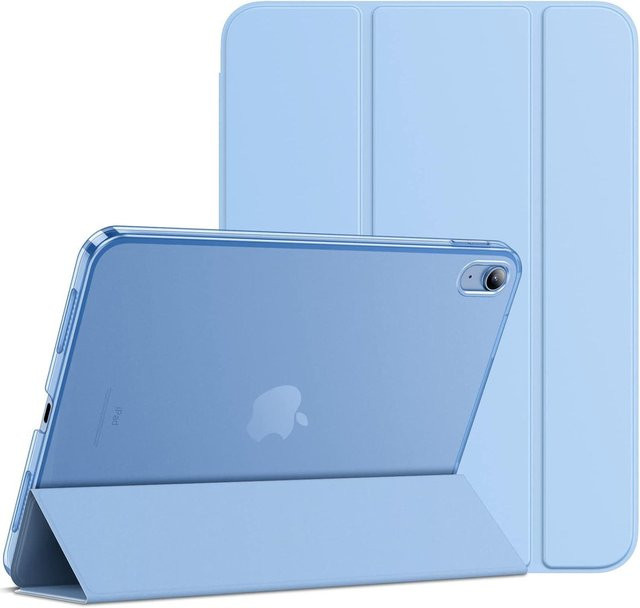 Tablet Hülle für iPad 10. Generation 10,9 Zoll und iPad 7. 8. 9. 10,2 Zoll mit Ständer und Auto Wake/Sleep Funktion, harte Rückseite, Weiß - Bild 1