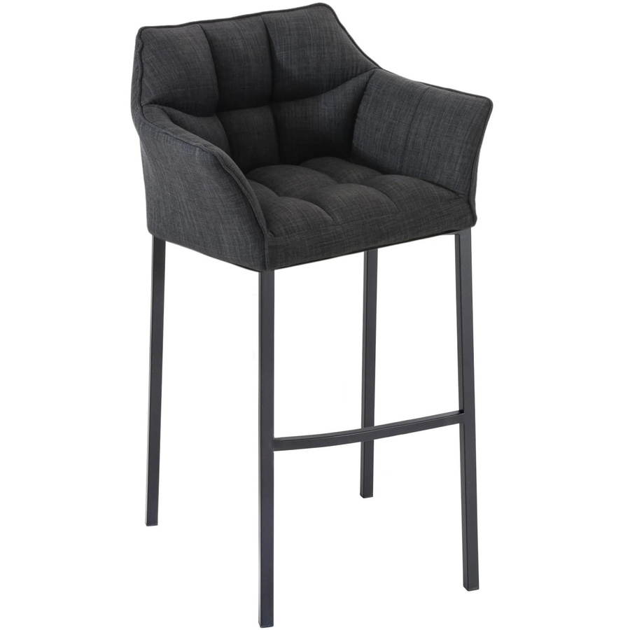 DELUKE Barhocker GIBEL Stoff Dunkelgrau Schwarz mit Lehne B/T/H: 64 x 48 x 110 cm - Bild 2