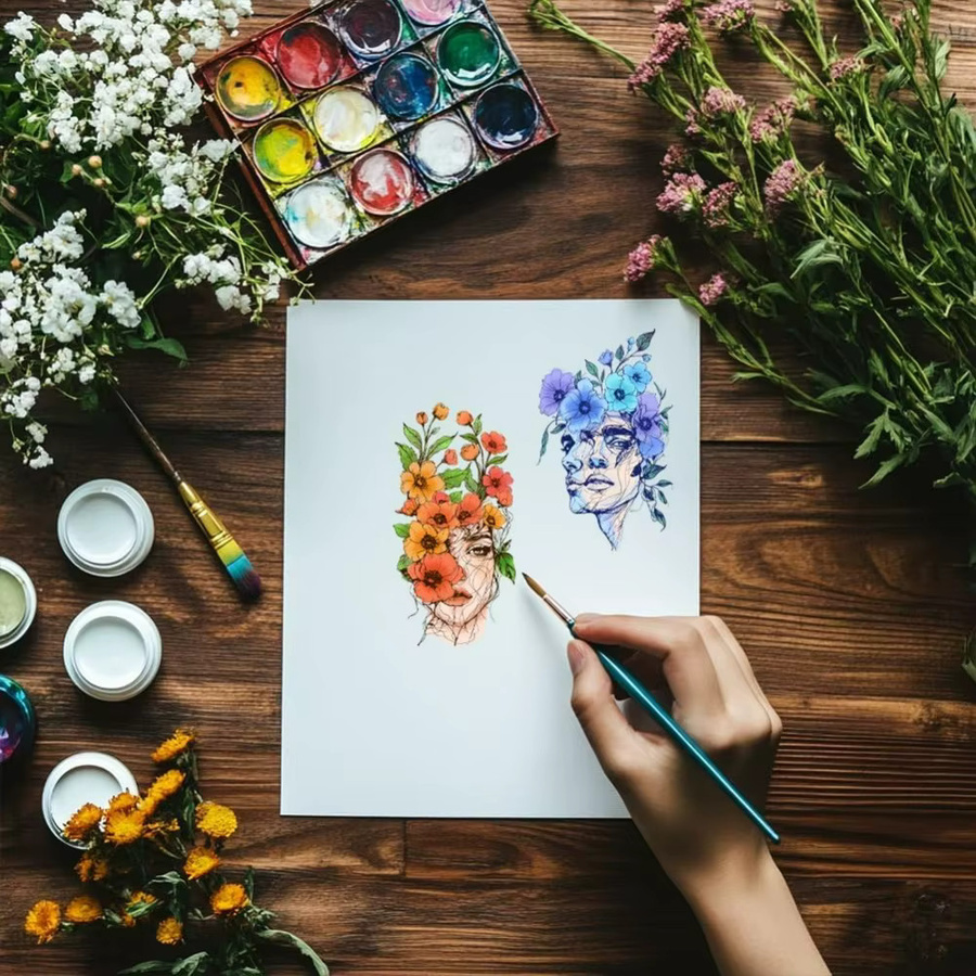 Transparente Stempel mit Gesichtslinien-Muster, Blumen und abstrakten Linien für DIY-Scrapbooking und Karten aus Kunststoff - Bild 4