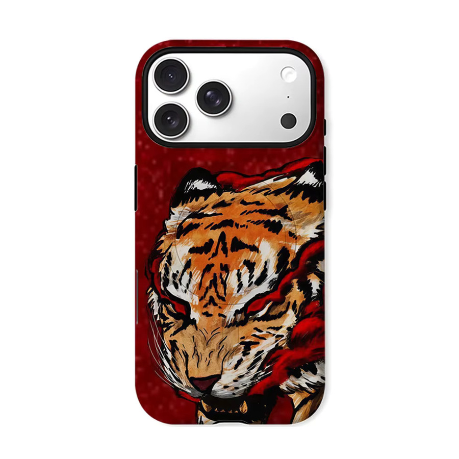 Aurbe Matte 2-in-1 MagSafe Hülle Red Tiger Fury für iPhone 17 16 15 14 Plus Pro Max Stoßfeste Hartschale in Rot - Bild 7