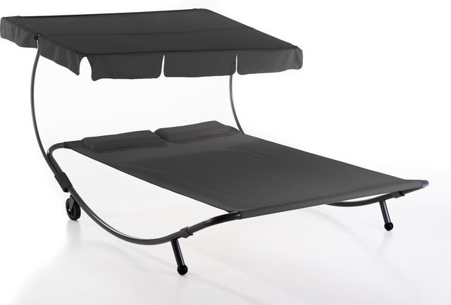 Doppelgartenliege HC Garten & Freizeit mit Sonnen canopy und Rollen in Anthrazit, B/T/H: 210 x 177 x 155 cm - Bild 1