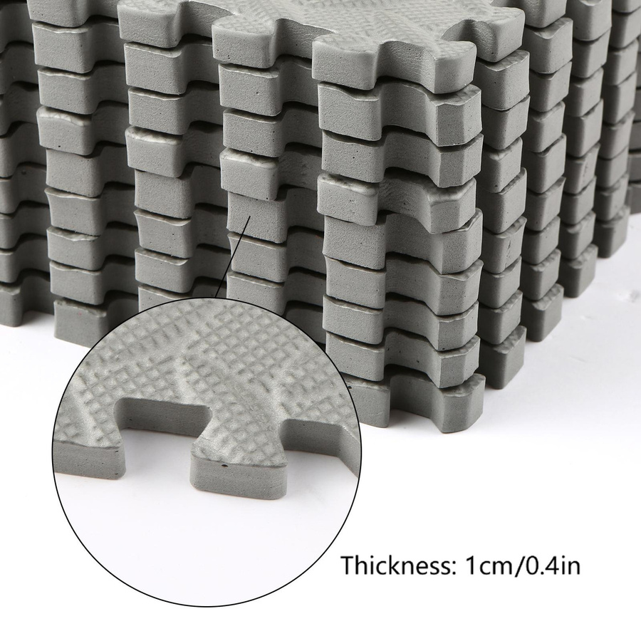 TOMTOP JMS EVA Schaumstoff-Trainingsmatten Set, 36 Stück, rutschfest, schwarz und grau, B/T/H: 15 x 15 x 1 cm - Bild 7