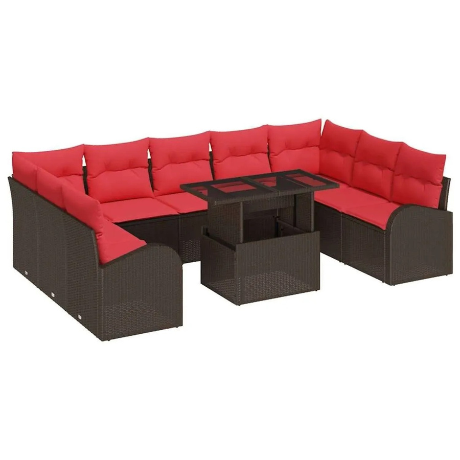 vidaXL Gartensofa-Set aus Poly-Rattan in Braun mit L-Form, Polsterkissen und integriertem Stauraum für Garten und Terrasse - Bild 2