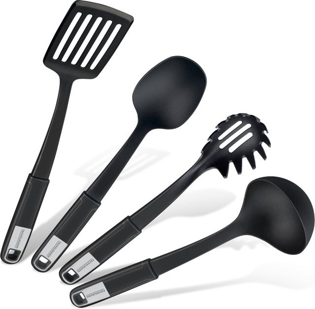 Fackelmann Küchenhelfer-Set Sense, 4-teilig, Schwarz, Edelstahl und Silikon, Spatel - Bild 1