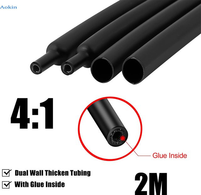 AOKIN Schrumpfschlauch mit Kleber, 2 Meter thermoretraktiler Doppelwandiger Schrumpfschlauch - Bild 1