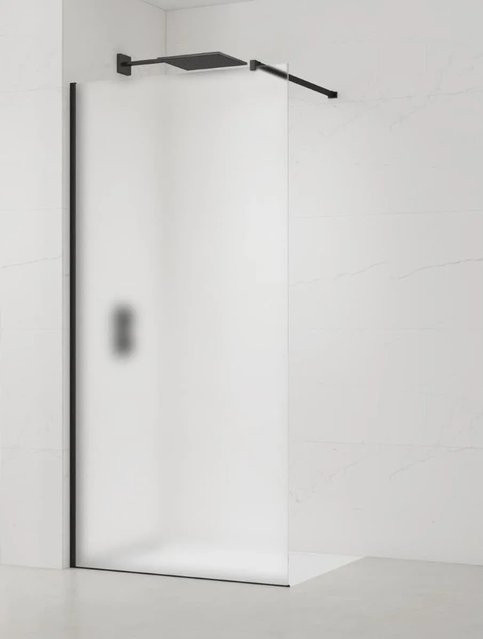 Swiss Aqua Technologies Walk-In Duschwand mit Milchglas und schwarzem Profil, B/H: 120 x 200 cm - Bild 1