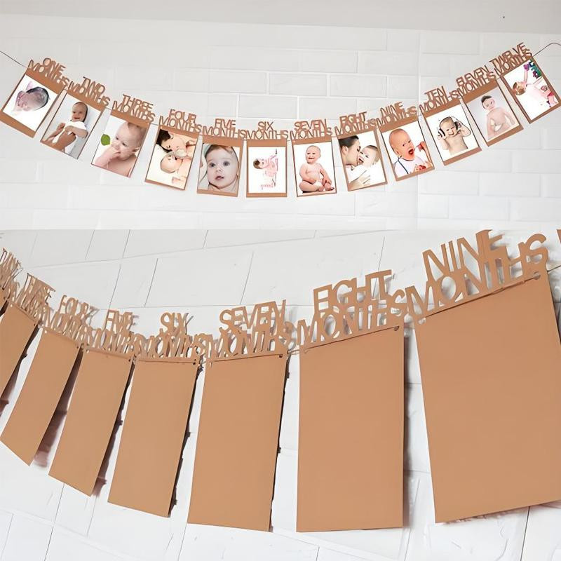 UYAOZHISHANG Baby Geburtstagsparty Dekoration Girlande für das erste Jahr, Papier-Wimpel für Neugeborenen-Fotografie, Breite: 17 cm, Höhe: 12,5 cm - Bild 1