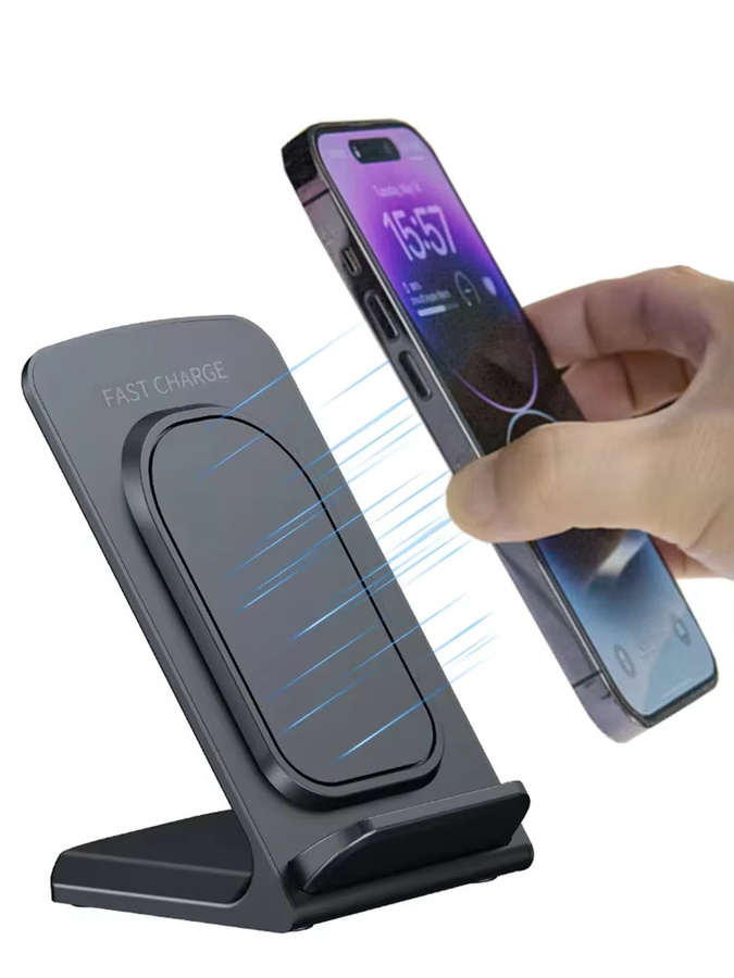 VIKEFON Drahtlose Ladestation für iPhone, Samsung und Xiaomi als Desktop-Telefonhalterung in Schwarz oder Weiß - Bild 6