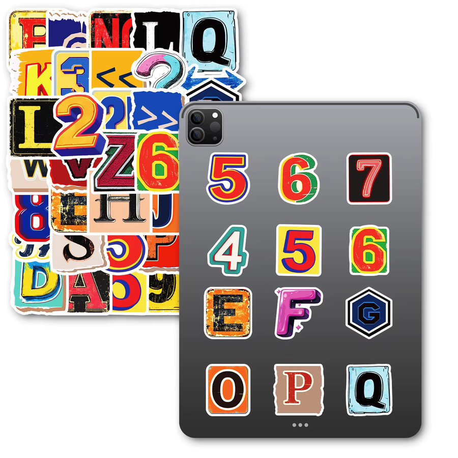 Wasserdichte Retro Englisch Alphabet Dekorative Aufkleber in Bunt für Notebook und Schreibwaren, 50 Stück - Bild 2