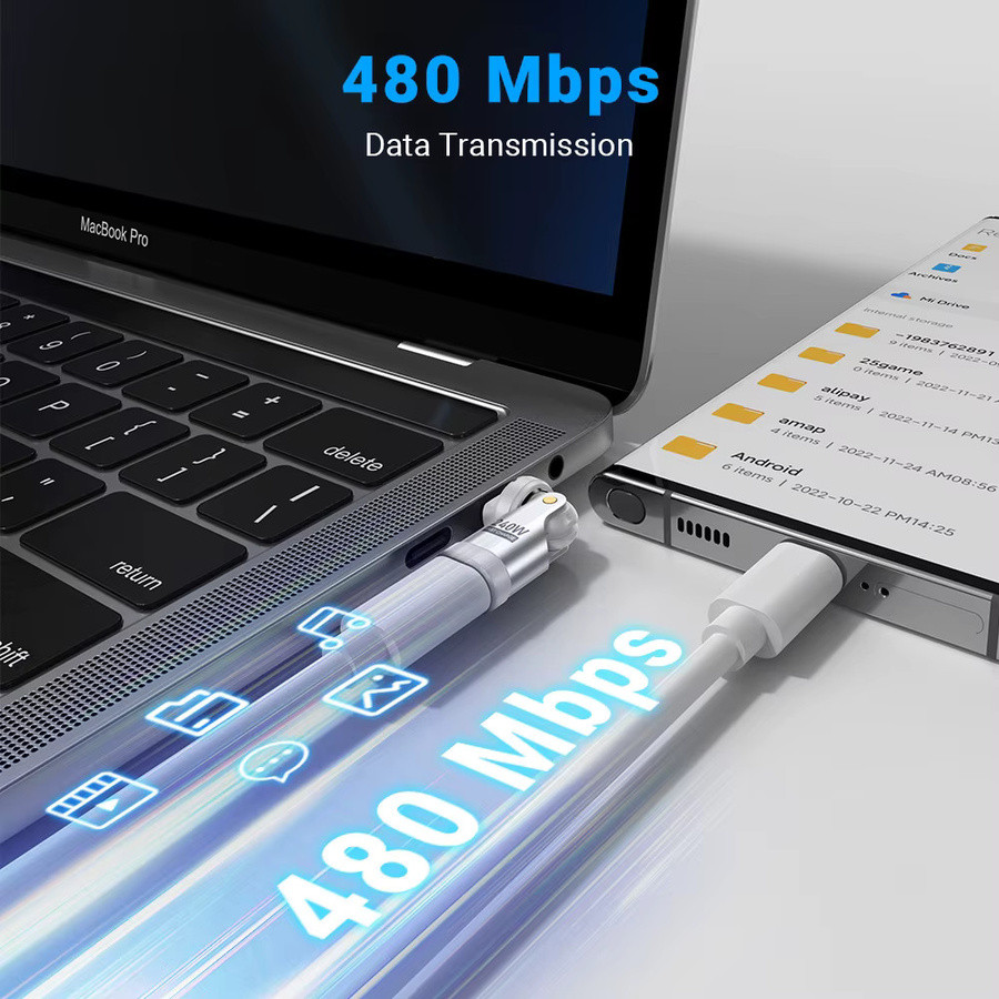 AUFU USB-C auf USB-C OTG-Adapter mit 240 W Schnellladefunktion und USB 3.1 Konverter für iPhone 16, MacBook, Samsung und Xiaomi - Bild 3