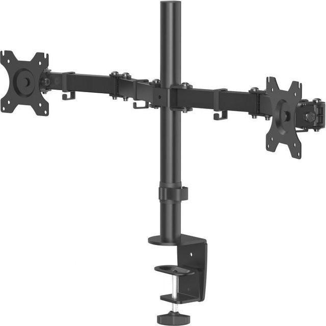 Hama Monitorhalterung für 2 Monitore in Schwarz, höhenverstellbar, schwenkbar und neigbar, geeignet für 13 bis 32 Zoll - Bild 1