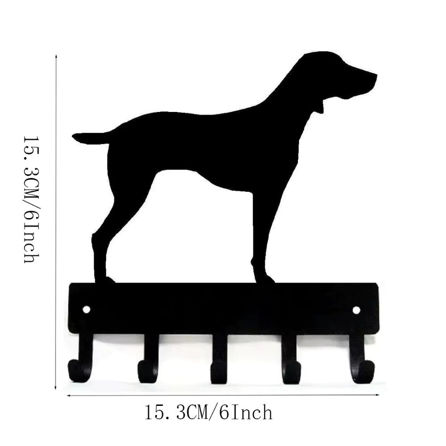 CIFBUY Weimaraner Hund Metall Wandkunst Schlüsselhalter in Schwarz - Bild 2